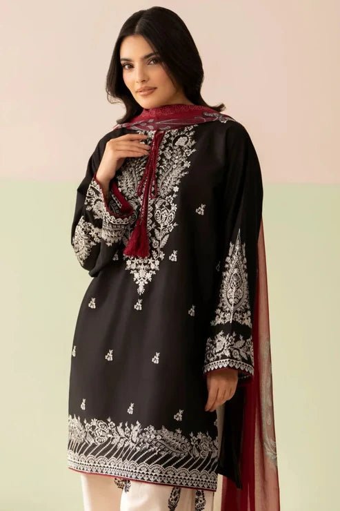 Coal - 3Pc Embroidered Lawn - Musaya