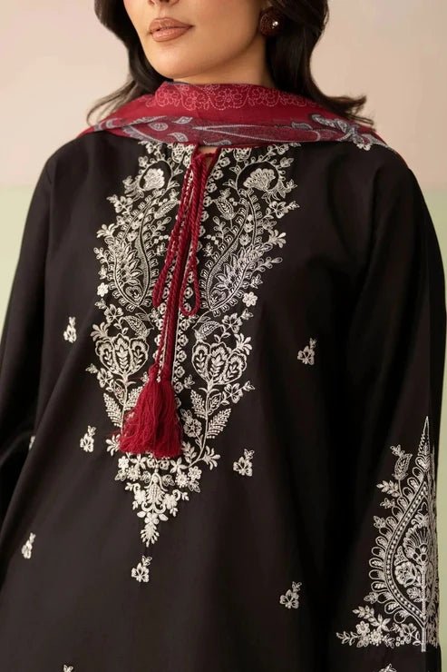 Coal - 3Pc Embroidered Lawn - Musaya