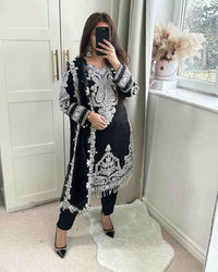 EMPRESS - 3pc Chiffon Embroidered & Embellished