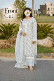 Frozen - 3pc Premium Soft Organza - Heavily Embroidered - Musaya