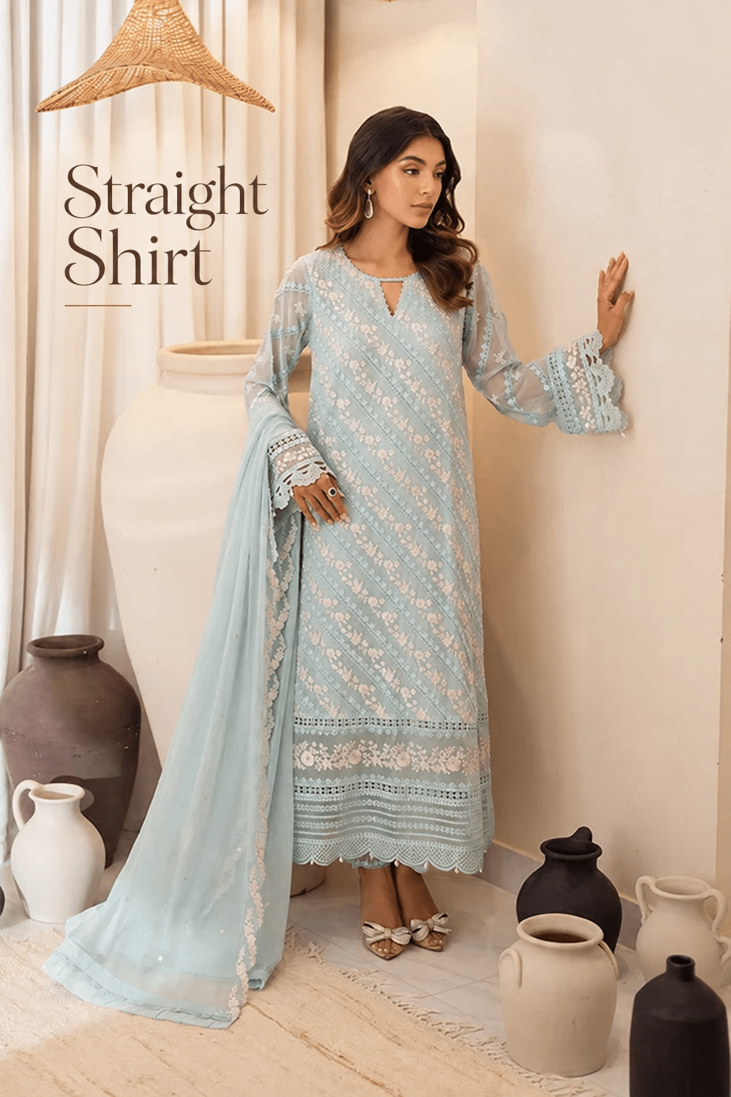 Frozen - 3pc Premium Soft Organza - Heavily Embroidered - Musaya