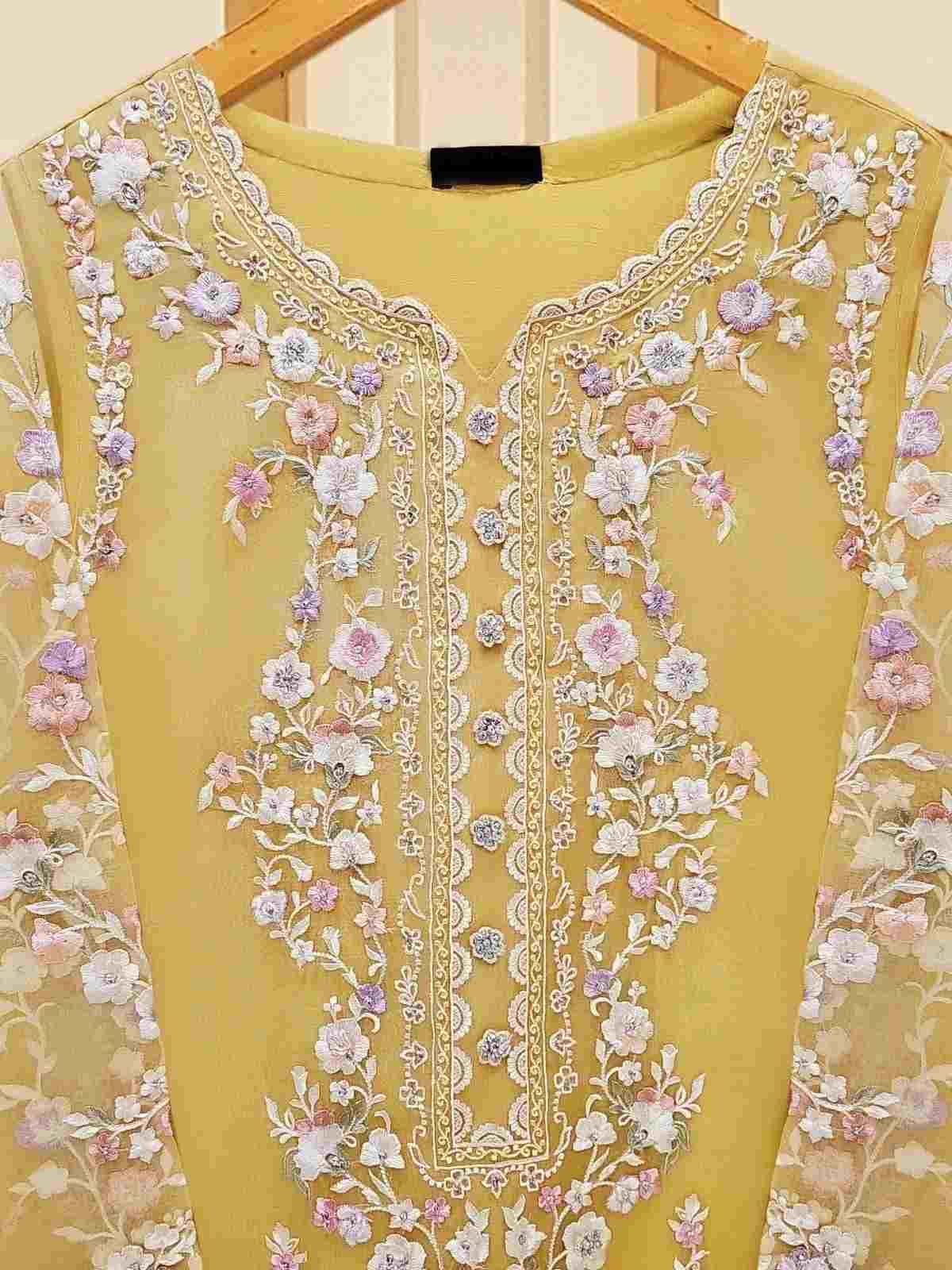 FROZIA - 3pc Premium Soft Organza Embroidered & Embellished