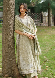 Oblivion three-piece embroidered lawn outfit with printed dupatta — Musaya
