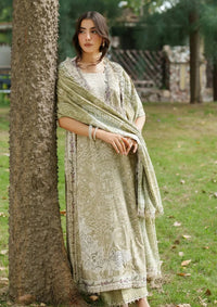 Oblivion three-piece embroidered lawn outfit with printed dupatta — Musaya