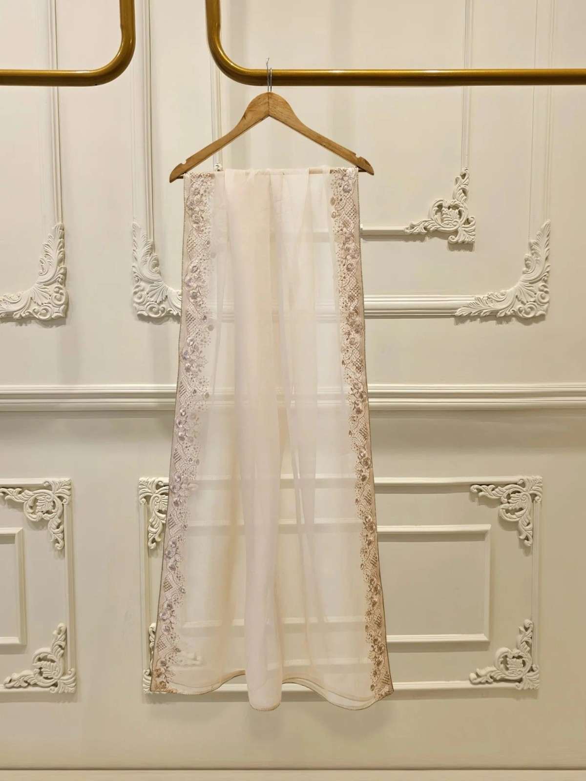 Sahiba - Ivory 3pc Premium Soft Organza - Embroidery + Embellishment