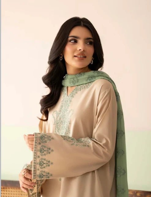 Zaytoun - 3pc Lawn Embroidered Dress - Musaya