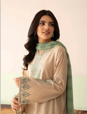 Zaytoun - 3pc Lawn Embroidered Dress - Musaya