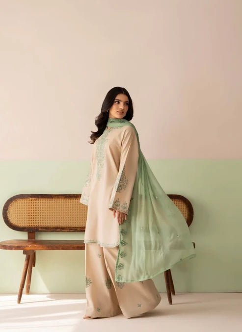Zaytoun - 3pc Lawn Embroidered Dress - Musaya