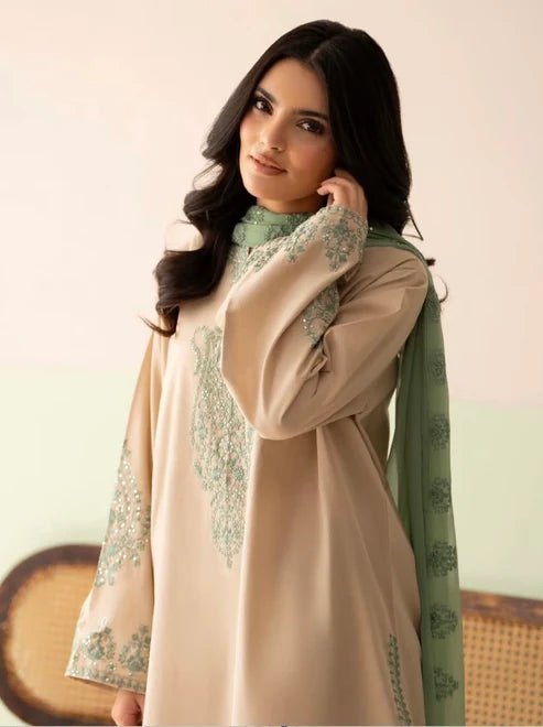 Zaytoun - 3pc Lawn Embroidered Dress - Musaya