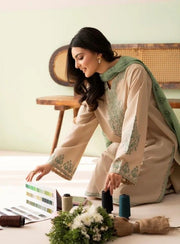 Zaytoun - 3pc Lawn Embroidered Dress - Musaya